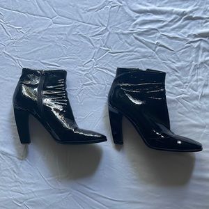 Black Patent Leather Prada Booties